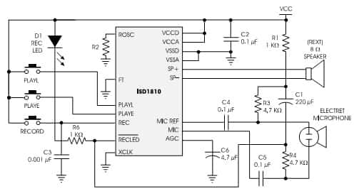 ISD1810應(yīng)用電路圖 環(huán)-芯